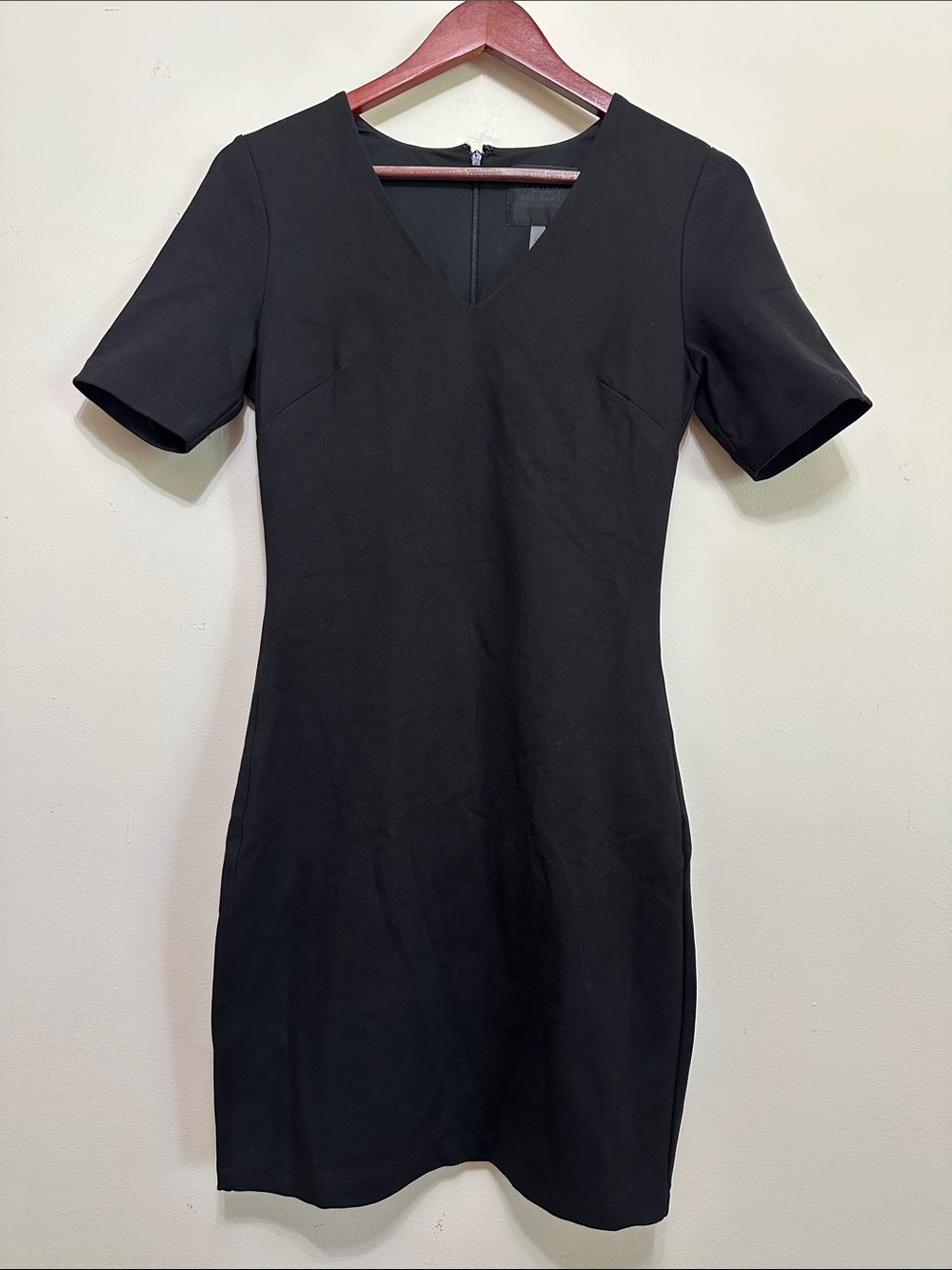 WHBM The Aura Collection Black V-Neck Short Sleeve Mini Dress
